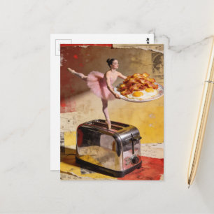 Cartão Postal Uma bailarina no toaster surreal