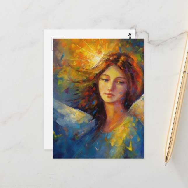 Cartão Postal Uma bela Senhora de Anjo (Frente/Verso In Situ)