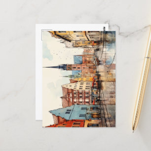 Cartão Postal Uma Bela Vista Artística da Cidade Icônica da Alem