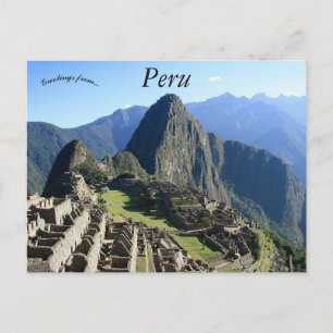 Cartão Postal Uma bela vista de Machu Picchu Peru