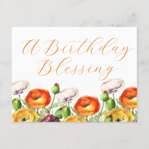 Cartão Postal Uma Bênção de Aniversário Floral