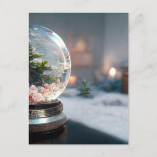 Cartão Postal Uma bola de neve com uma árvore de Natal
