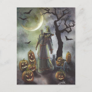 Cartão Postal Uma caminhada nebulosa no Halloween.