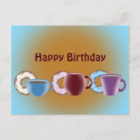 Uma caneca de café e um donut doce Feliz Aniversár