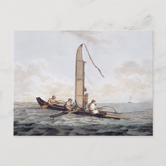 Cartão Postal Uma Canoa de vela de Otaheite (Frente)