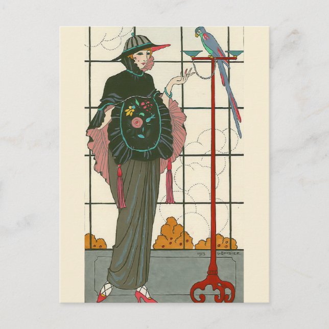 Cartão Postal Uma Capa bordada por George Barbier (Frente)