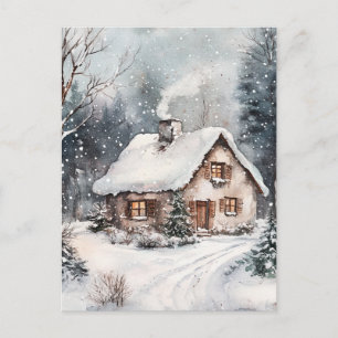 Cartão Postal Uma Casa Aconchegante no inverno
