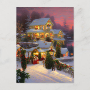 Cartão Postal Uma casa de vintage decorada para o Natal