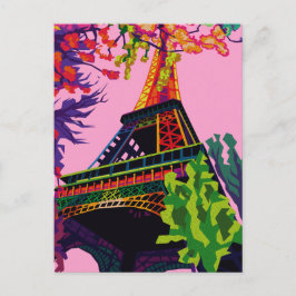 Cartão Postal Uma Celebração Colorida da Torre Eiffel