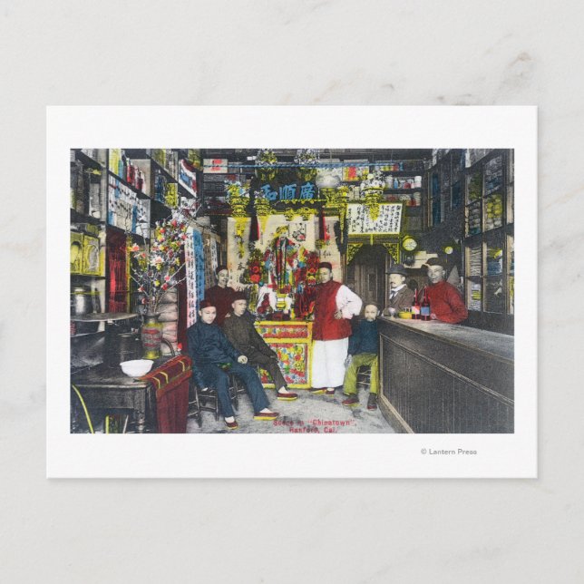 Cartão Postal Uma Cena de ChinatownHanford, CA (Frente)
