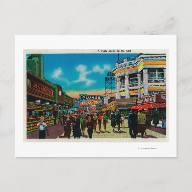 Cartão Postal Uma cena diária no Pike, Long Beach (Frente)