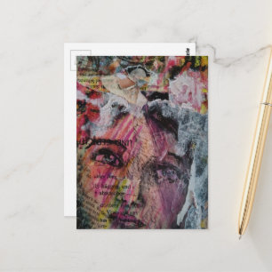Cartão Postal Uma colagem de mídia mista de uma face