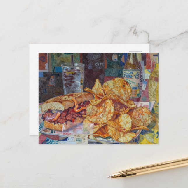 Cartão Postal Uma colagem de sanduíche e batatas fritas (Frente/Verso In Situ)