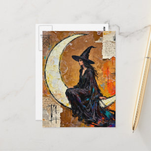 Cartão Postal Uma Colagem Mista de Bruxa