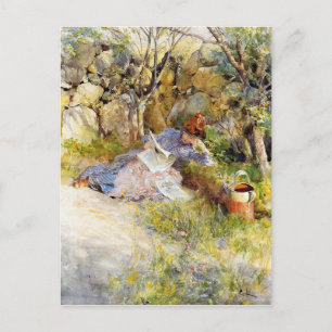 Cartão Postal Uma dama lendo um jornal