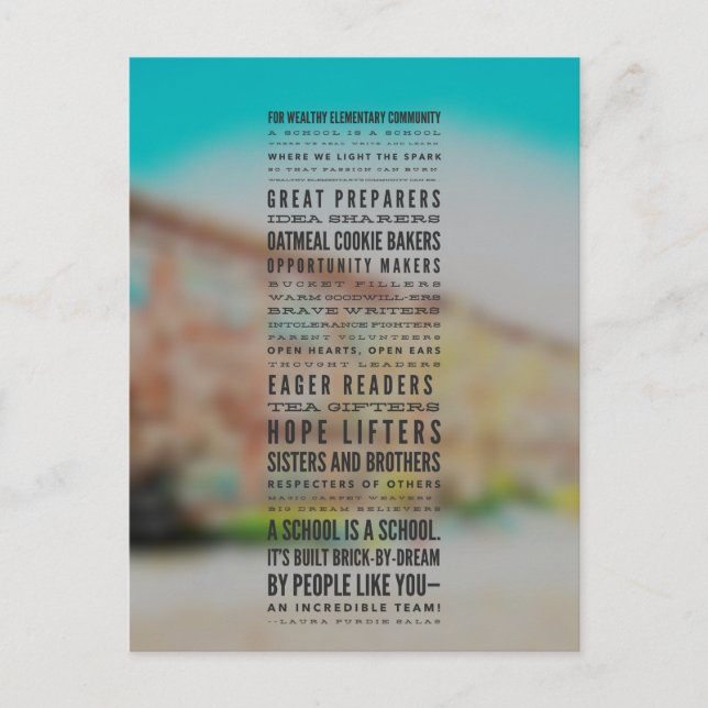 Cartão Postal Uma Escola Elementar Saudável Pode Ser... Poema (Frente)