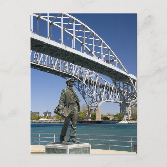 Cartão Postal Uma estátua de Thomas Edison pelo artista local Mi (Frente)