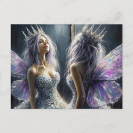 Cartão Postal Uma fada adorável olhando num espelho