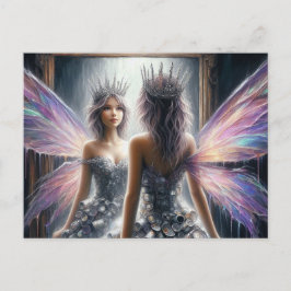 Cartão Postal Uma fada adorável olhando num espelho