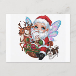 Cartão Postal Uma fada bonita de Papai Noel com brilho