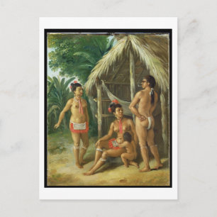 Cartão Postal Uma família Carib das Ilhas Leeward fora de uma H