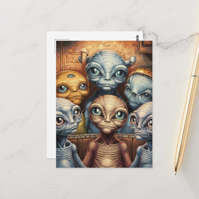 Cartão Postal Uma família de alienígenas (Frente/Verso In Situ)