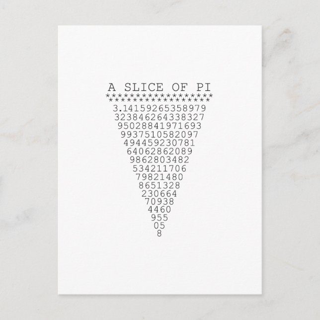 Cartão Postal Uma fatia de números de pi (Frente)