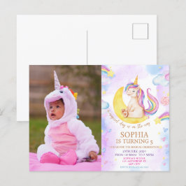 Cartão Postal Uma Festa de Aniversário Mágica de Unicórnio e Arc