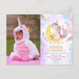 Cartão Postal Uma Festa de aniversário mágica de Unicórnio e arc