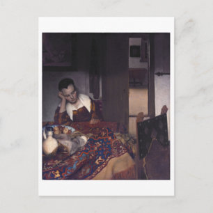 Cartão Postal Uma garota dormindo por Johannes Vermeer