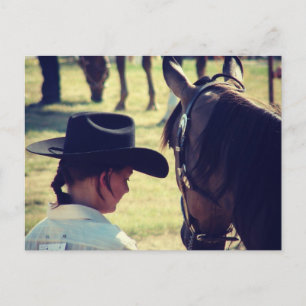 Cartão Postal Uma garota e seu cavalo