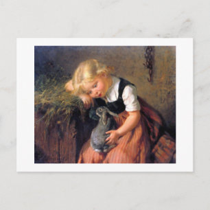 Cartão Postal Uma garota e seu coelho