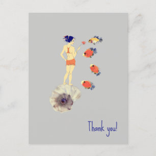 Cartão Postal Uma garota e um peixe