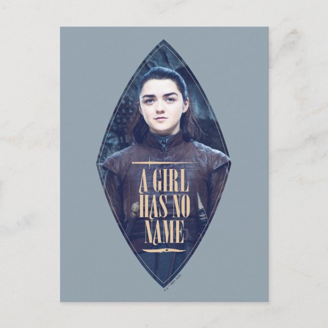Cartão Postal "Uma Garota Não Tem Nome" Arya Stark Gráfico (Frente)