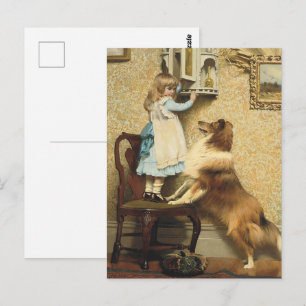 Cartão Postal Uma garotinha e sua prateleira por Burton Barber