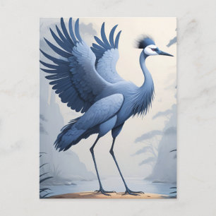 Cartão Postal Uma grua azul com asas espalhadas