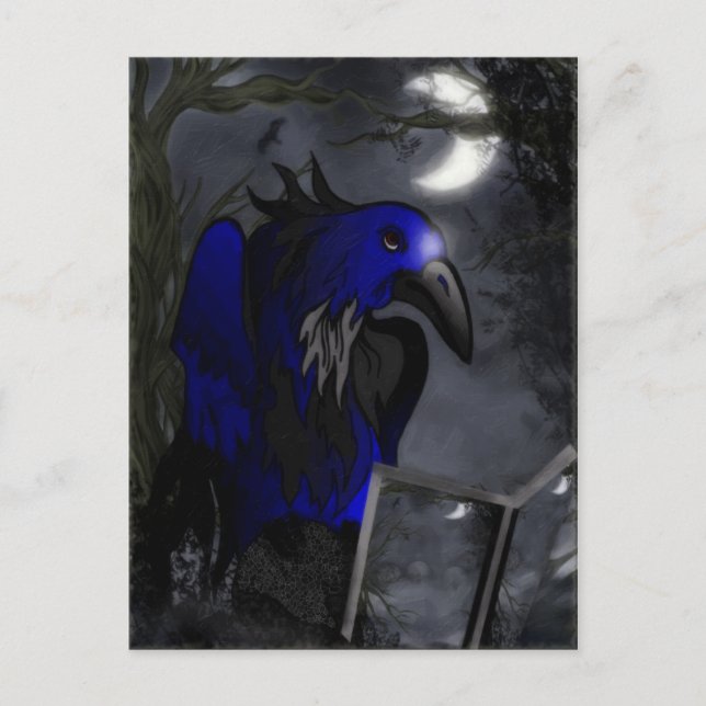 Cartão Postal Uma História de Corvo Arte Folclórica Gótica (Frente)