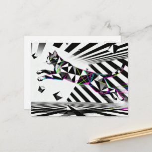 Cartão Postal Uma ilusão óptica de gato preto e branco