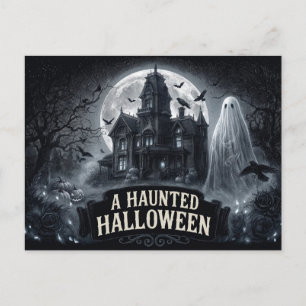 Cartão Postal Uma Ilustração Gótica Vintage de um Halloween Asso