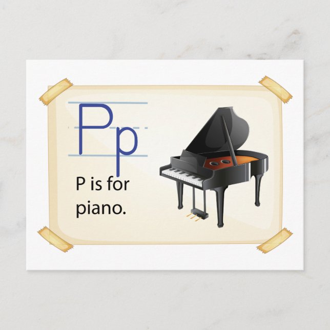 Cartão Postal Uma letra P para piano (Frente)