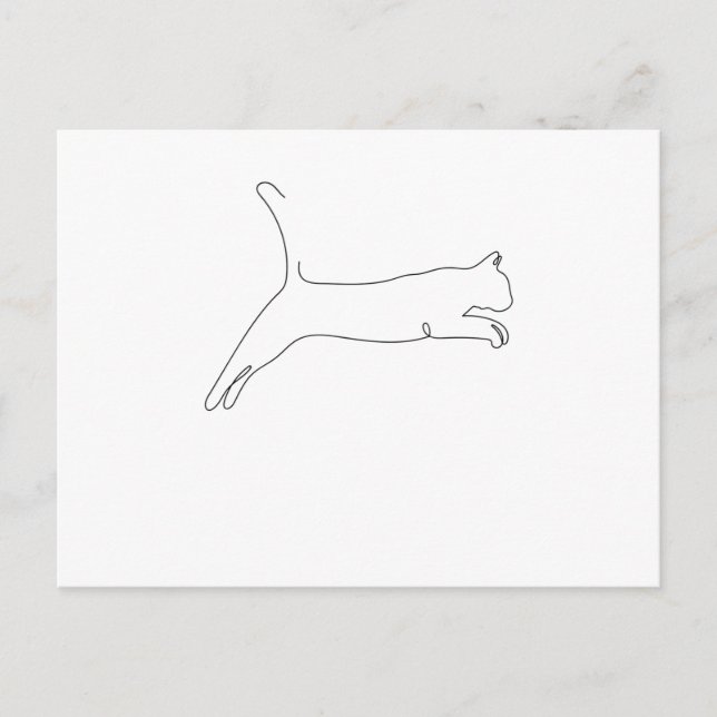 Cartão Postal Uma Linha Desenho Katze SpringSolteiro Art (Frente)