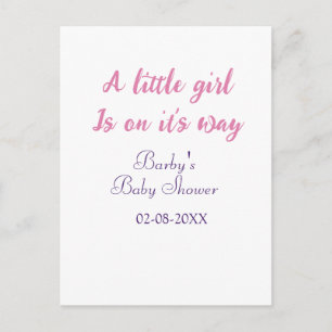 Cartão Postal Uma menina a caminho baby shower rosa nome