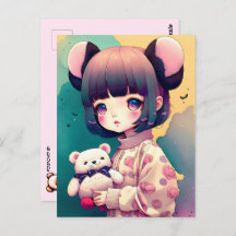 Uma Menina de Anime com Urso de Teddy, Passando