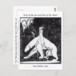 Cartão Postal Uma menina e um urso Ilustração vintage de conto d