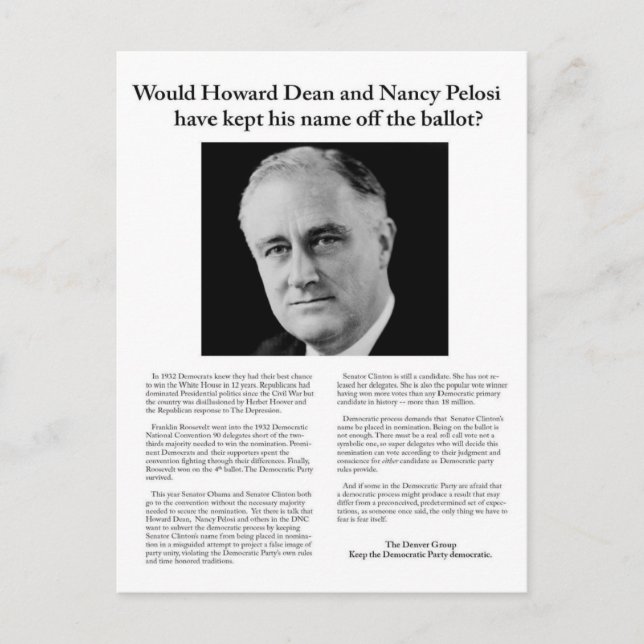 Cartão Postal Uma mensagem do Denver Group para Chicago (Frente)