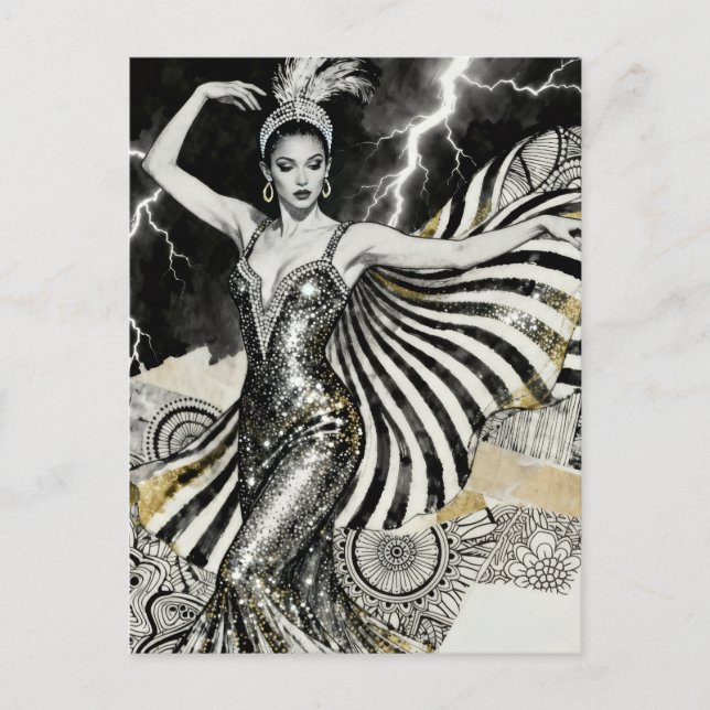 Cartão Postal Uma moça dança no Relâmpago (Frente)