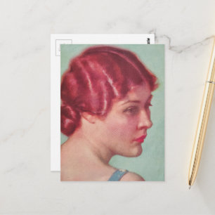 Cartão Postal Uma mulher deslumbrante em 1930 com cabelo ruivo