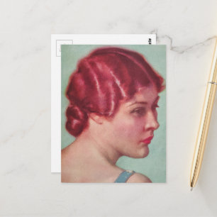 Cartão Postal Uma mulher deslumbrante em 1930 com cabelo vermelh