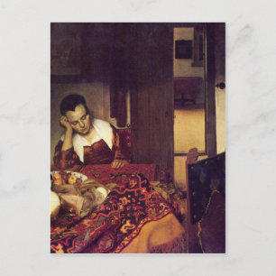 Cartão Postal Uma mulher dormindo por Johannes Vermeer