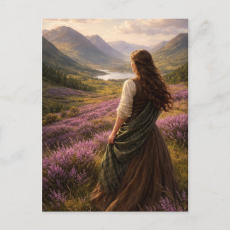 Cartão Postal Uma Mulher em um Campo de Heather por M. Laplante